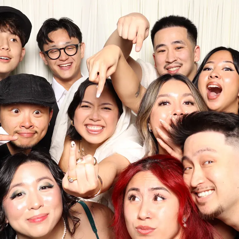 Engagement party photo booth celebration